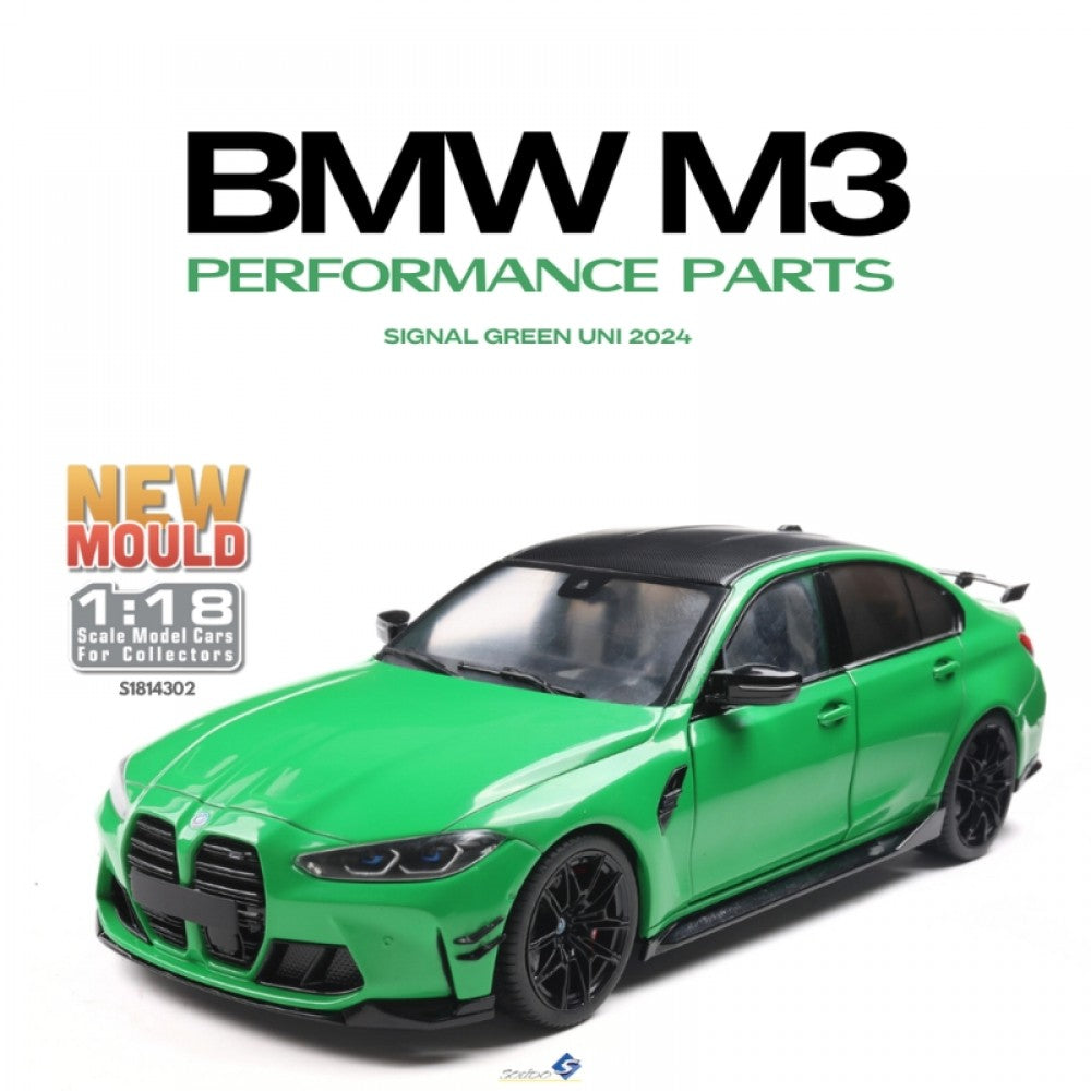 Macheta BMW M3 Performance Parts Signal Green 2024 scara 1:18 Solido