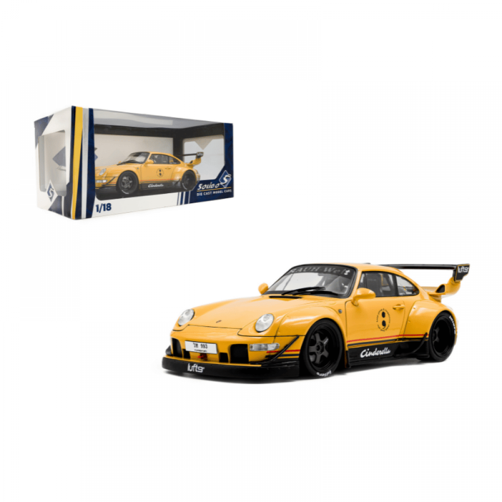 Macheta Porsche RWB Bodykit Cinderella Yellow 2020 scara 1:18 Solido