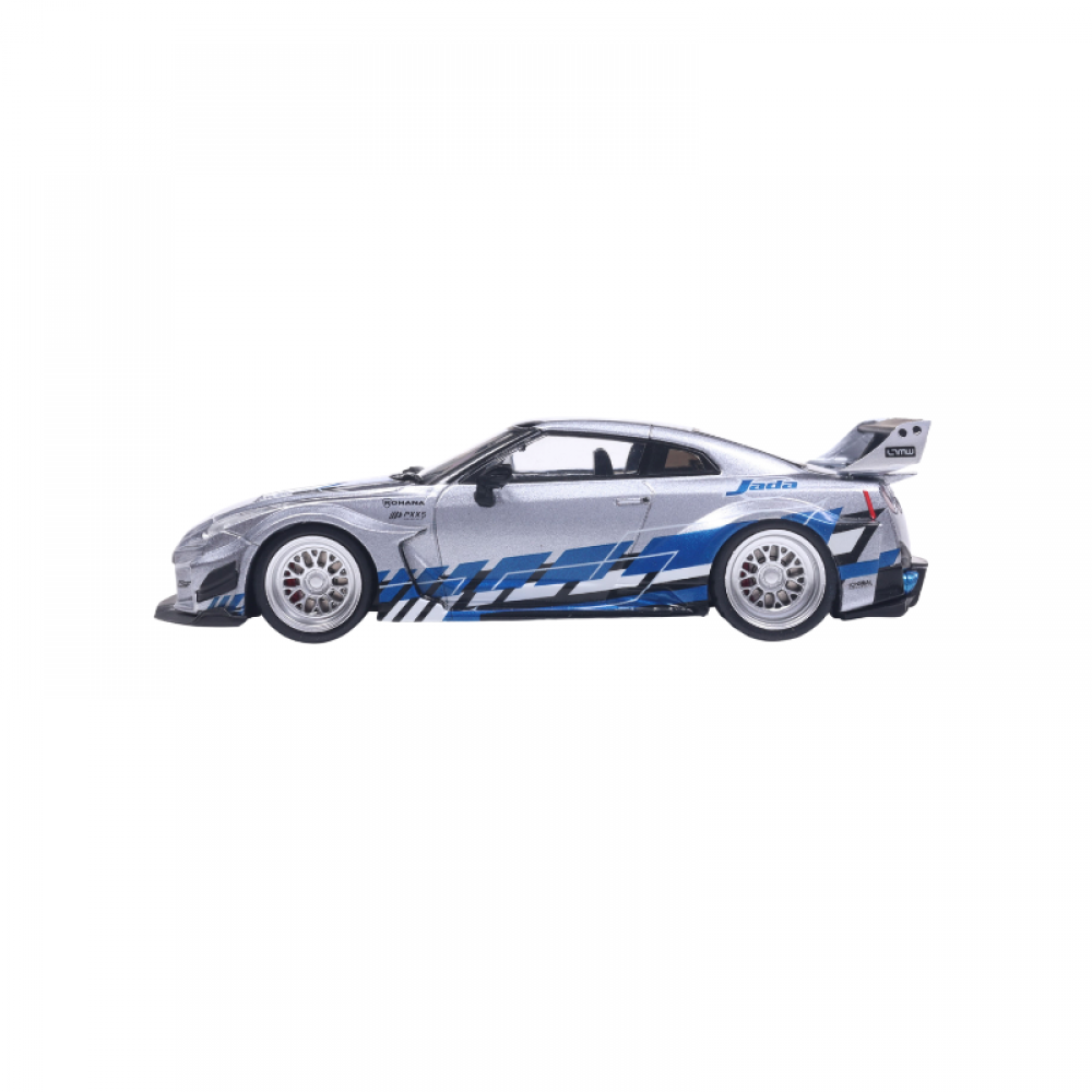 Macheta Nissan GT-R (R35) Liberty Walk Silhouette Argintiu 2020 scara 1:43 Solido