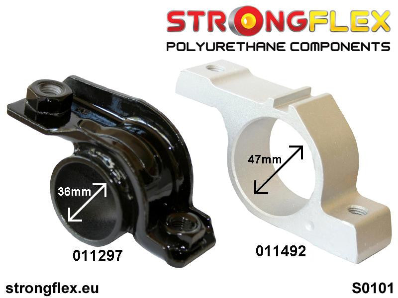 Schema montaj - Bucsa poliuretan Strongflex spate brat inferior fata - Alfa Romeo 147, 156, GT - 011492B