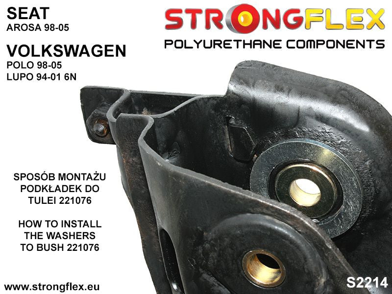 Schema montaj - Bucsa poliuretan Strongflex posterioara brat suspensie fata - Volkswagen Polo - 221076B