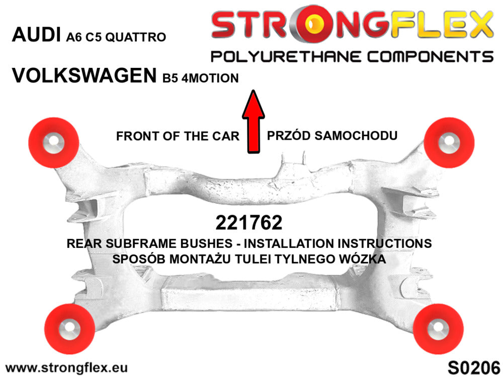 Schema montaj - Bucsa poliuretan Strongflex subcadru spate - Volkswagen Passat - 221762B