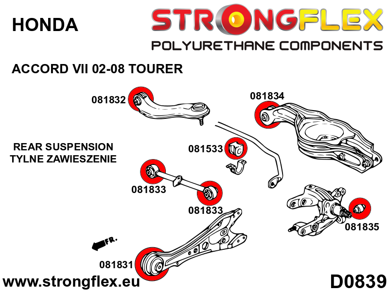 Schema montaj - Bucsa poliuretan Strongflex bara stabilizatoare fata / spate - Honda S2000 - 081533B