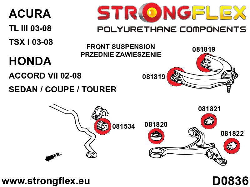 Schema montaj - Bucsa poliuretan Strongflex bara stabilizatoare fata / spate SPORT - Honda S2000 - 081534A