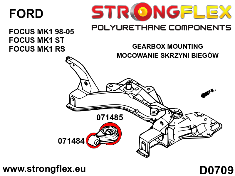 Schema montaj - Bucsa poliuretan Strongflex tampon cutie de viteze - Ford Focus - 071485B