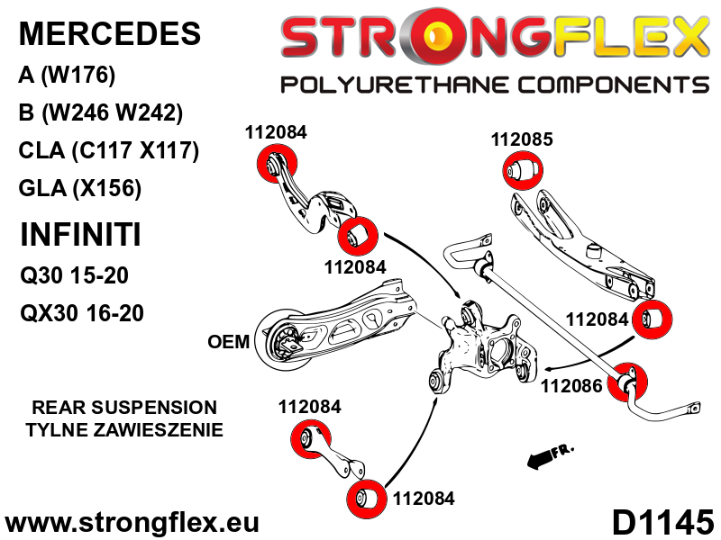 Bucsa poliuretan Strongflex bara stabilizatoare spate - Mercedes-Benz A-CLASS, Mercedes-Benz B-CLASS ... - 112086B