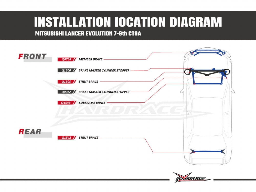 Bara rigidizare telescoape fata Hardrace pentru Mitsubishi Lancer Evo - Q1505