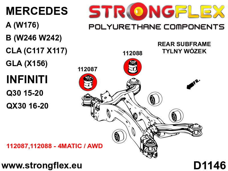 Kit complet bucse poliuretan Strongflex pentru poliuretan suspensie - Mercedes-Benz A-CLASS, Mercedes-Benz B-CLASS ... - 116291B