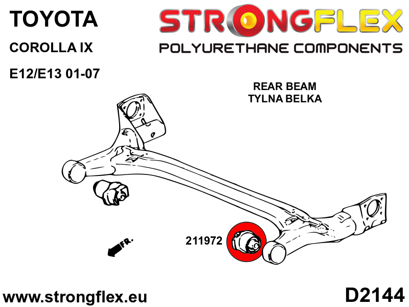 Schema montaj - Kit complet bucse poliuretan Strongflex pentru suspensie SPORT - Toyota Corolla - 216290A
