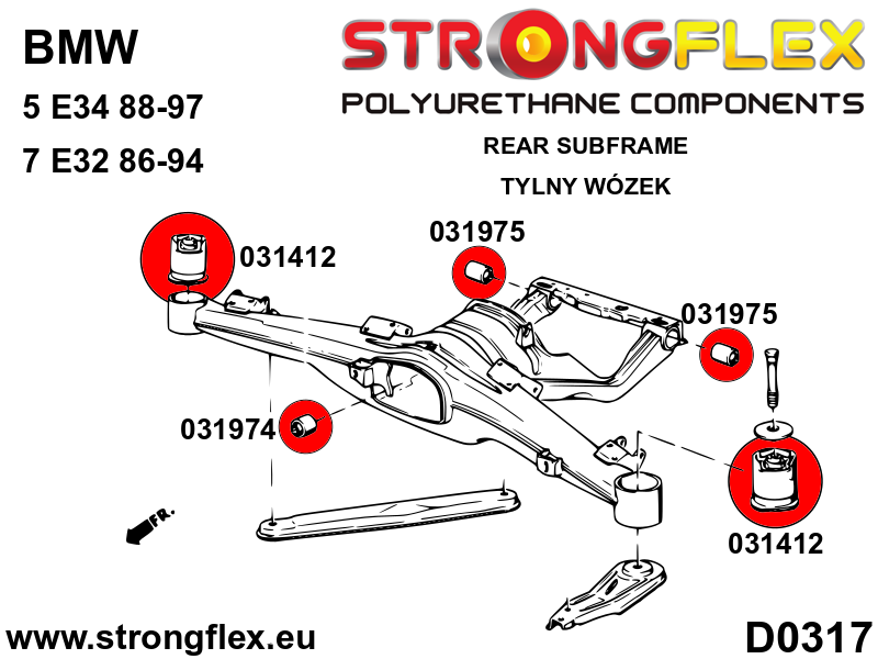 Schema montaj - Kit bucse poliuretan Strongflex suspensie spate SPORT - BMW Seria 5 - 036172A