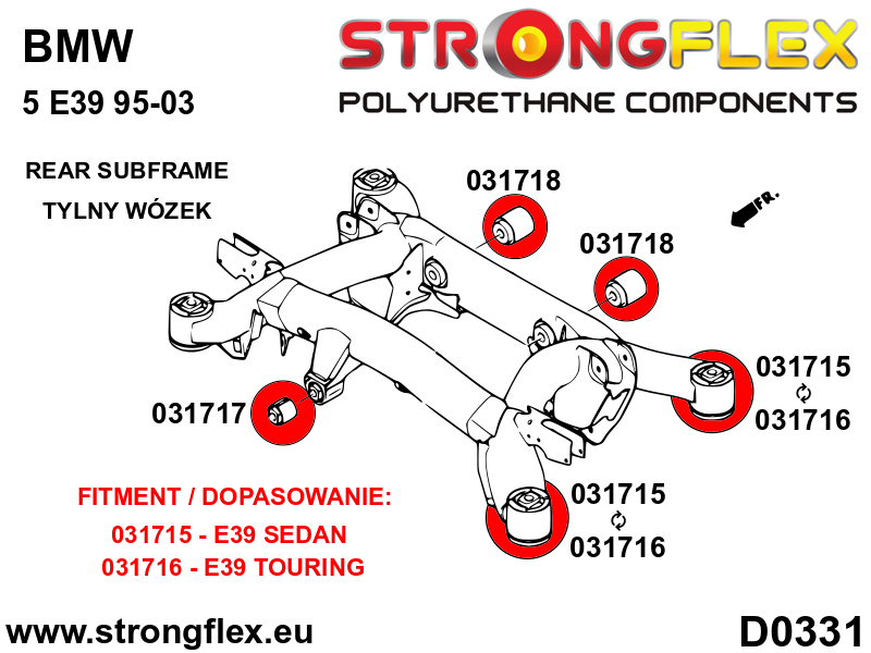 Schema montaj - Bucsa poliuretan Strongflex prindere punte spate SPORT - BMW Seria 5 - 031716A