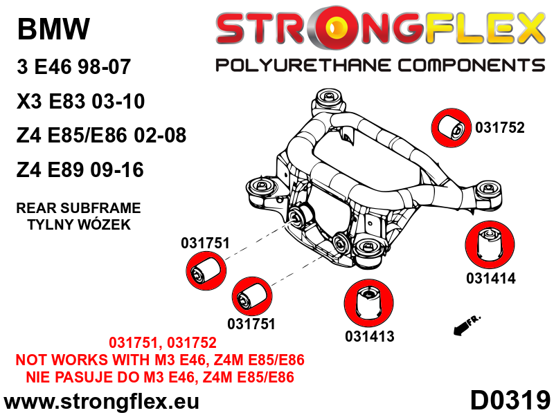 Schema montaj - Bucsa poliuretan Strongflex spate jug spate - BMW Seria 3, Z4 - 031414B