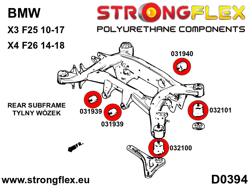 Schema montaj - Bucsa poliuretan Strongflex posterioara prindere diferential spate SPORT - BMW Seria 5, Seria 6 - 031940A