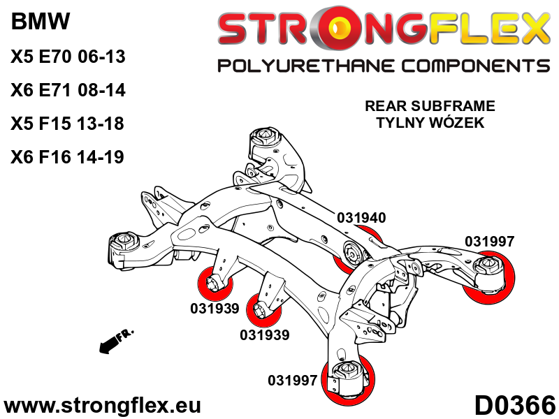 Schema montaj - Bucsa poliuretan Strongflex posterioara prindere diferential spate SPORT - BMW Seria 5, Seria 6 - 031940A