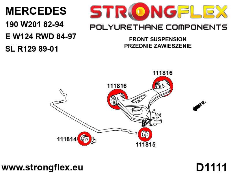 Bucsa poliuretan Strongflex interioara bara stabilizatoare fata - Mercedes-Benz C-CLASS, Mercedes-Benz E-CLASS ... - 111814B