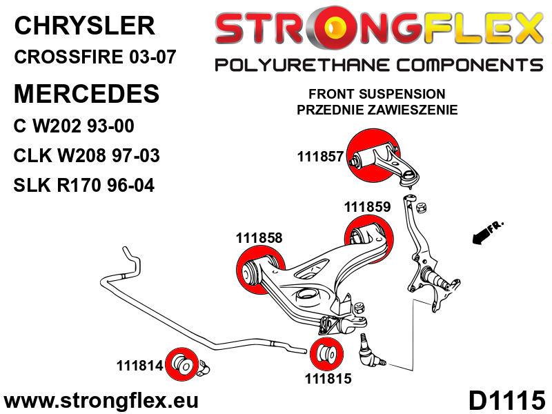 Bucsa poliuretan Strongflex interioara bara stabilizatoare fata - Mercedes-Benz C-CLASS, Mercedes-Benz E-CLASS ... - 111814B