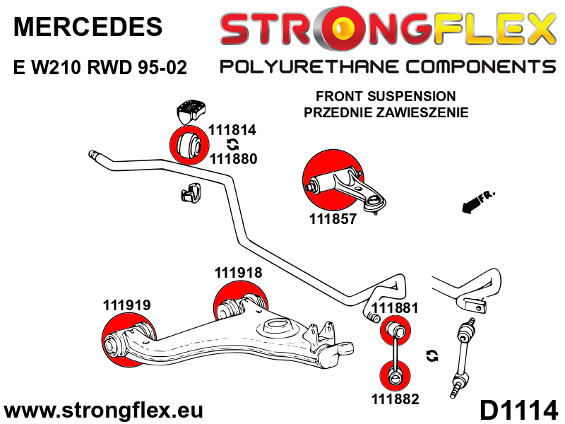 Bucsa poliuretan Strongflex interioara bara stabilizatoare fata SPORT - Mercedes-Benz C-CLASS, Mercedes-Benz E-CLASS ... - 111814A