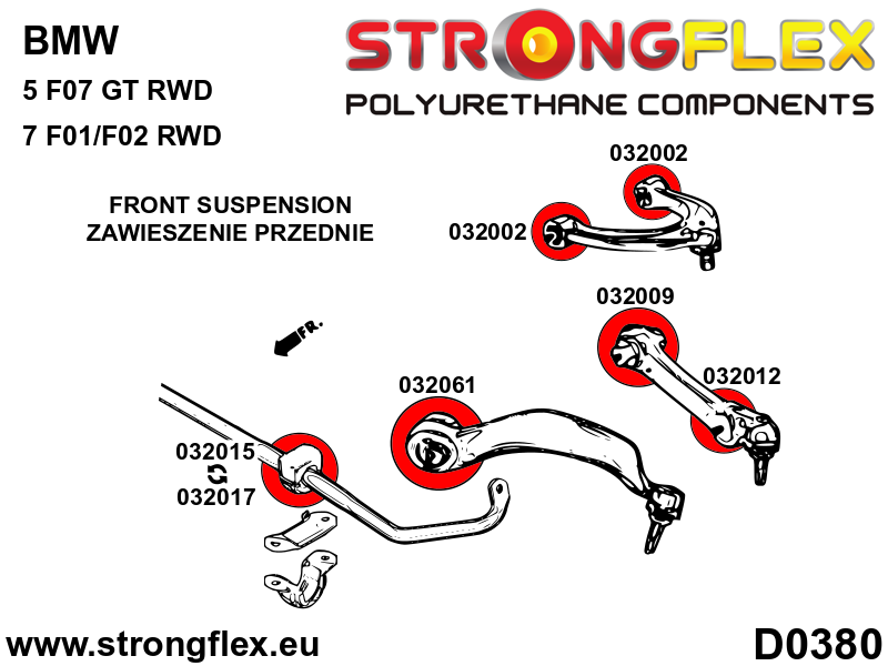 Schema montaj - Bucsa poliuretan Strongflex bara stabilizatoare fata SPORT - BMW Seria 5, Seria 6 - 032015A