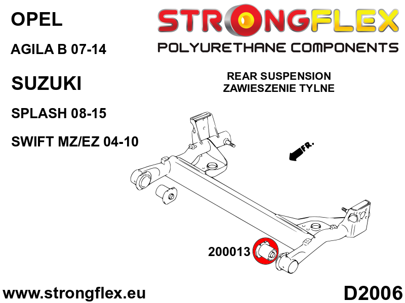 Schema montaj - Kit bucse poliuretan Strongflex suspensie fata si punte spate - Suzuki Swift, Suzuki Splash ... - 206168B