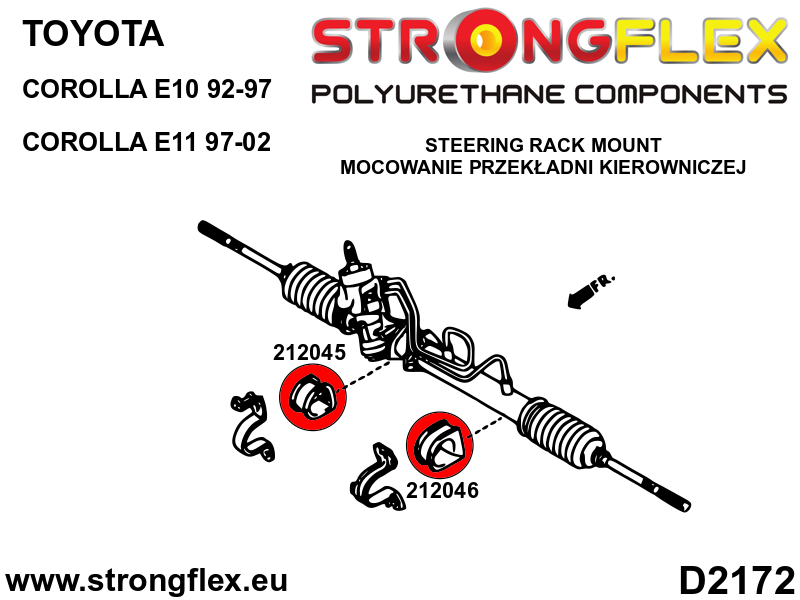 Schema montaj - Kit complet bucse poliuretan Strongflex pentru suspensie SPORT - Toyota Corolla - 216293A