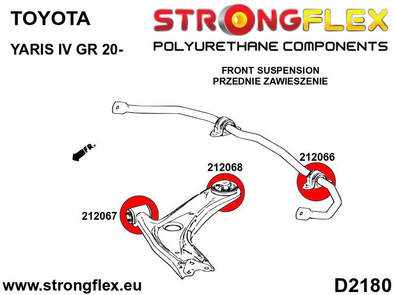 Schema montaj - Kit complet bucse poliuretan Strongflex pentru suspensie - Toyota Yaris - 216296B