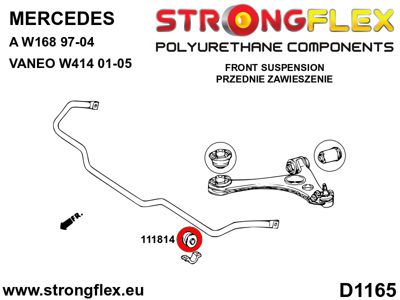 Bucsa poliuretan Strongflex interioara bara stabilizatoare fata - Mercedes-Benz C-CLASS, Mercedes-Benz E-CLASS ... - 111814B