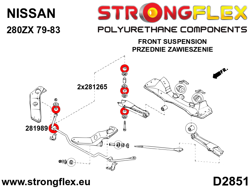 Schema montaj - Bucsa poliuretan Strongflex bara stabilizatoare fata SPORT - Nissan Silvia / 200SX - 281989A