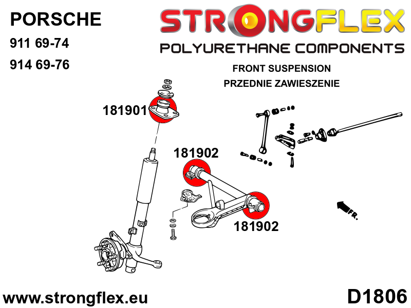 Schema montaj - Bucsa poliuretan Strongflex brat inferior fata SPORT - Porsche 911, 914 - 181902A