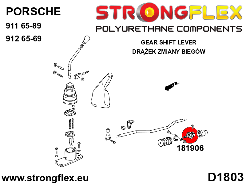 Schema montaj - Bucsa poliuretan Strongflex cuplaj timonerie - Porsche 911, 912 - 181906A