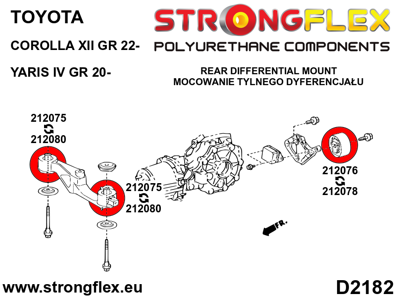 Schema montaj - Kit complet bucse poliuretan Strongflex pentru suspensie - Toyota Yaris - 216296B