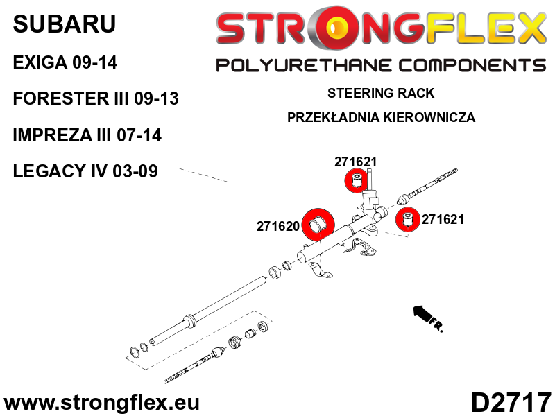 Schema montaj - Kit complet bucse poliuretan Strongflex pentru suspensie SPORT - Subaru Impreza - 276166A