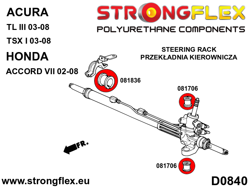 Schema montaj - Bucsa poliuretan Strongflex prindere caseta de directie - Honda S2000 - 081706B