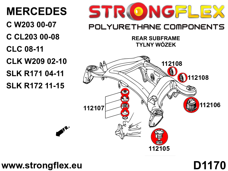Kit bucse poliuretan Strongflex jug spate - Mercedes-Benz CLK, Mercedes-Benz SLK ... - 116303B