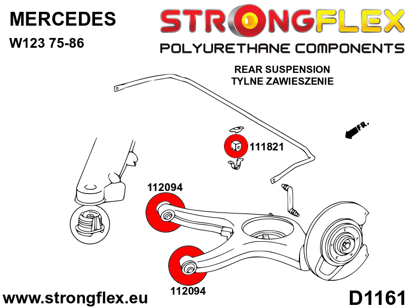 Bucsa poliuretan Strongflex bara stabilizatoare spate - Mercedes-Benz C-CLASS, Mercedes-Benz E-CLASS ... - 111821B