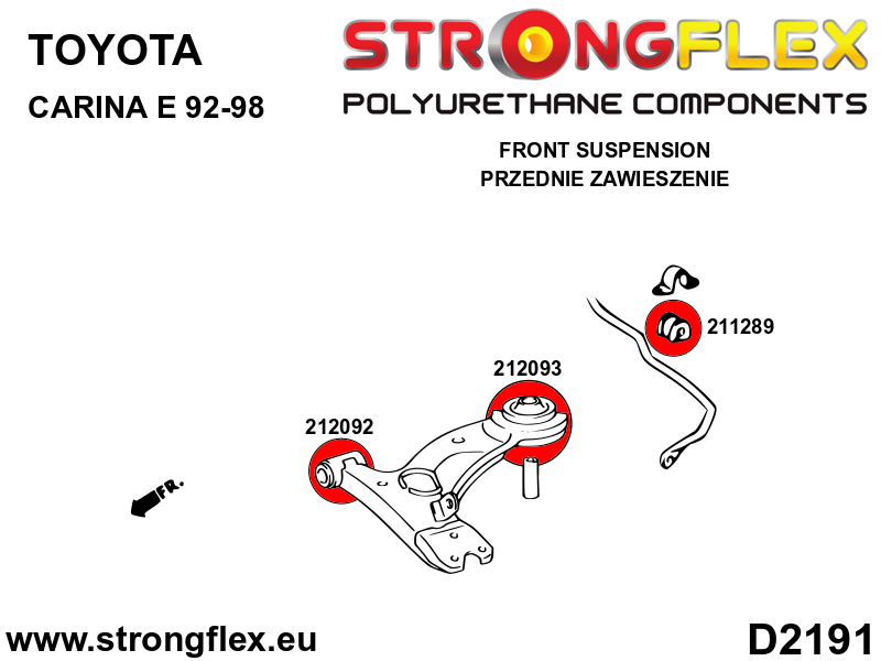 Schema montaj - Bucsa poliuretan Strongflex bara stabilizatoare fata - Toyota Celica - 211289B