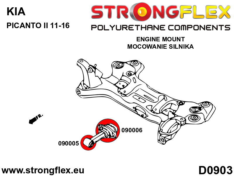 Schema montaj - Bucsa poliuretan Strongflex tampon cutie de viteze SPORT - Hyundai I30, Veloster - 090005A