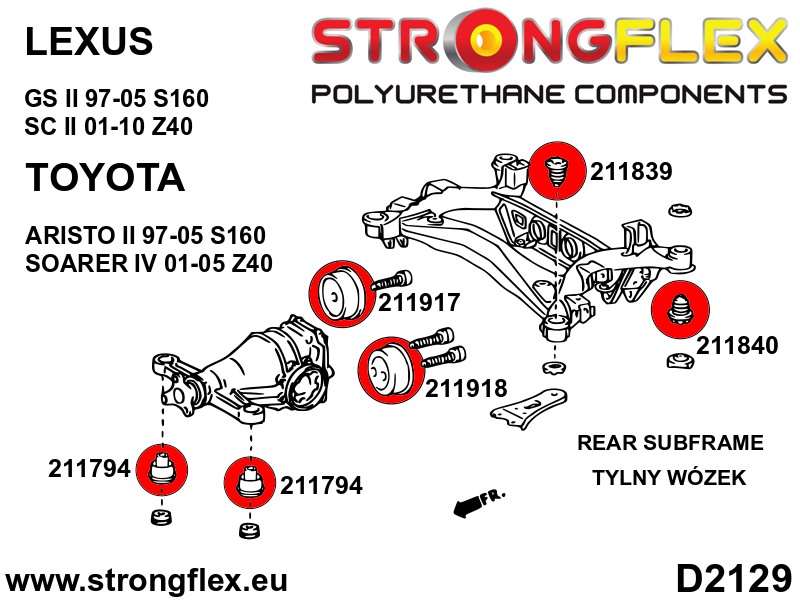 Schema montaj - Bucsa poliuretan Strongflex frontala prindere diferential spate - Toyota Supra - 211794B