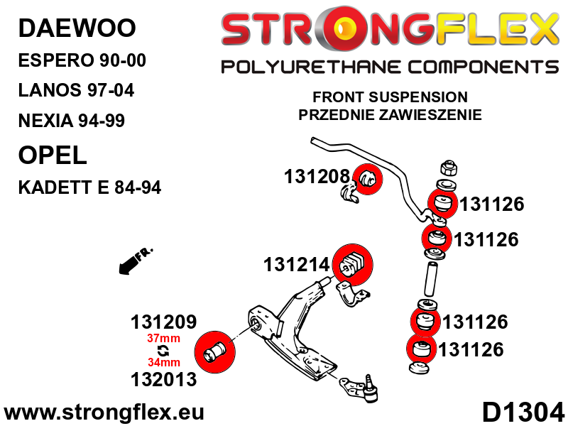 Schema montaj - Bucsa poliuretan Strongflex prindere ochi arc fata - BMW Seria 3, Seria 5, Seria 6 - 131126B