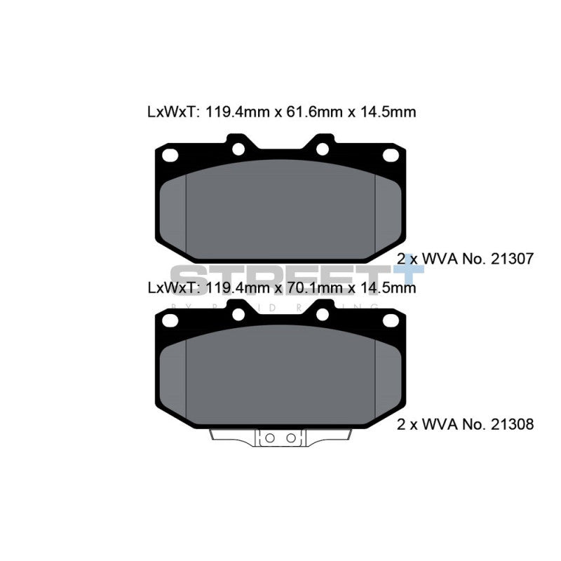 Placute Frana Fata Pagid Street+ T8154 - Nissan 300ZX Z32, Subaru WRX STI GC