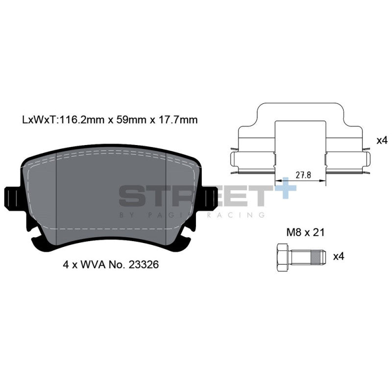 Placute Frana Spate Pagid Street+ T8027 - Audi