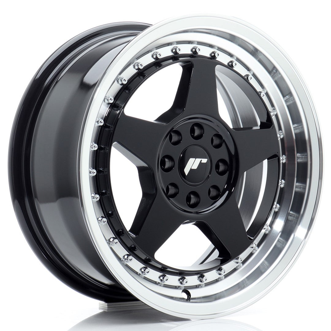 Jante Japan Racing JR6 R16 7J ET25 Negru Lucios cu Buze CNC - PCD Configurabil