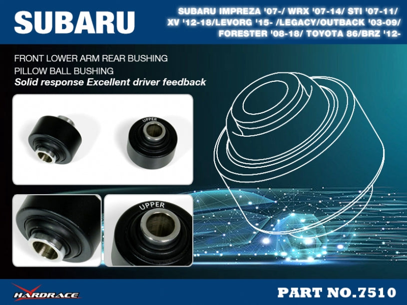 Set bucse brat suspensie inferior fata, bucsa mare Hardrace pentru Subaru BRZ / Forester / Toyota GR 86 / GT86 - 7510