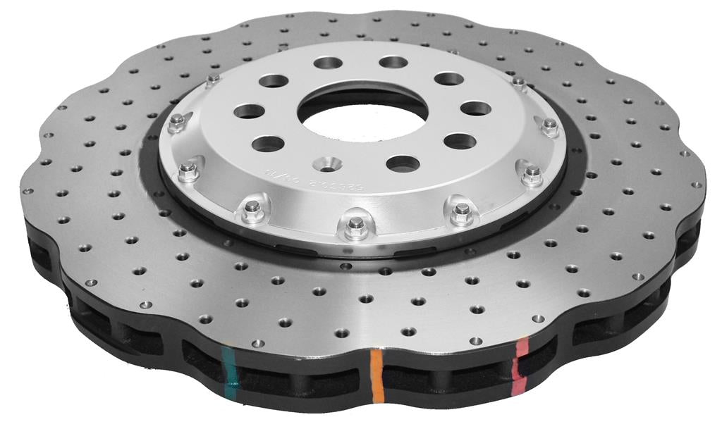 Disc Frana DBA 5000 Series Crossed Drilled & Dimpled Silver Hat Fata 340mm DBA52830WSLVXD