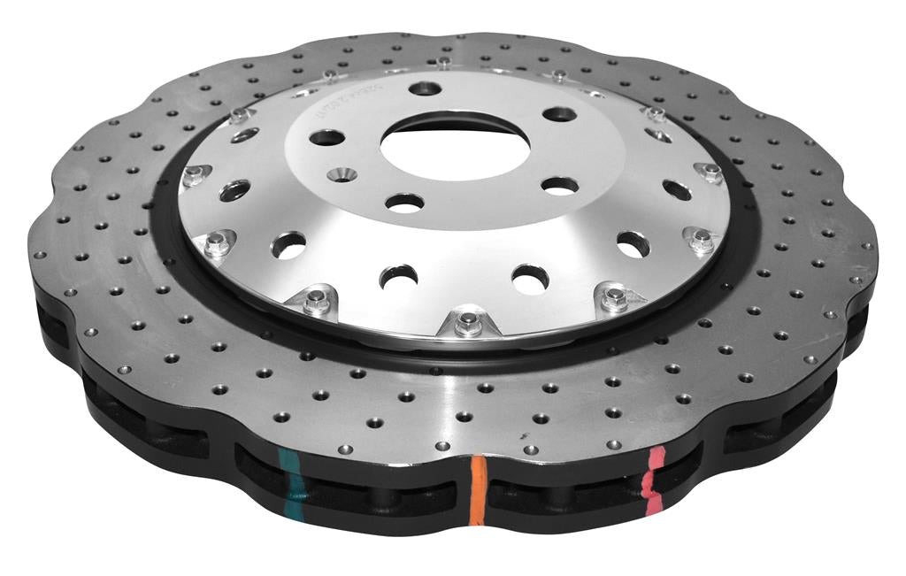 Disc Frana DBA 5000 Series Crossed Drilled & Dimpled Silver Hat Fata 370mm Audi RS3 DBA52844WSLVXD