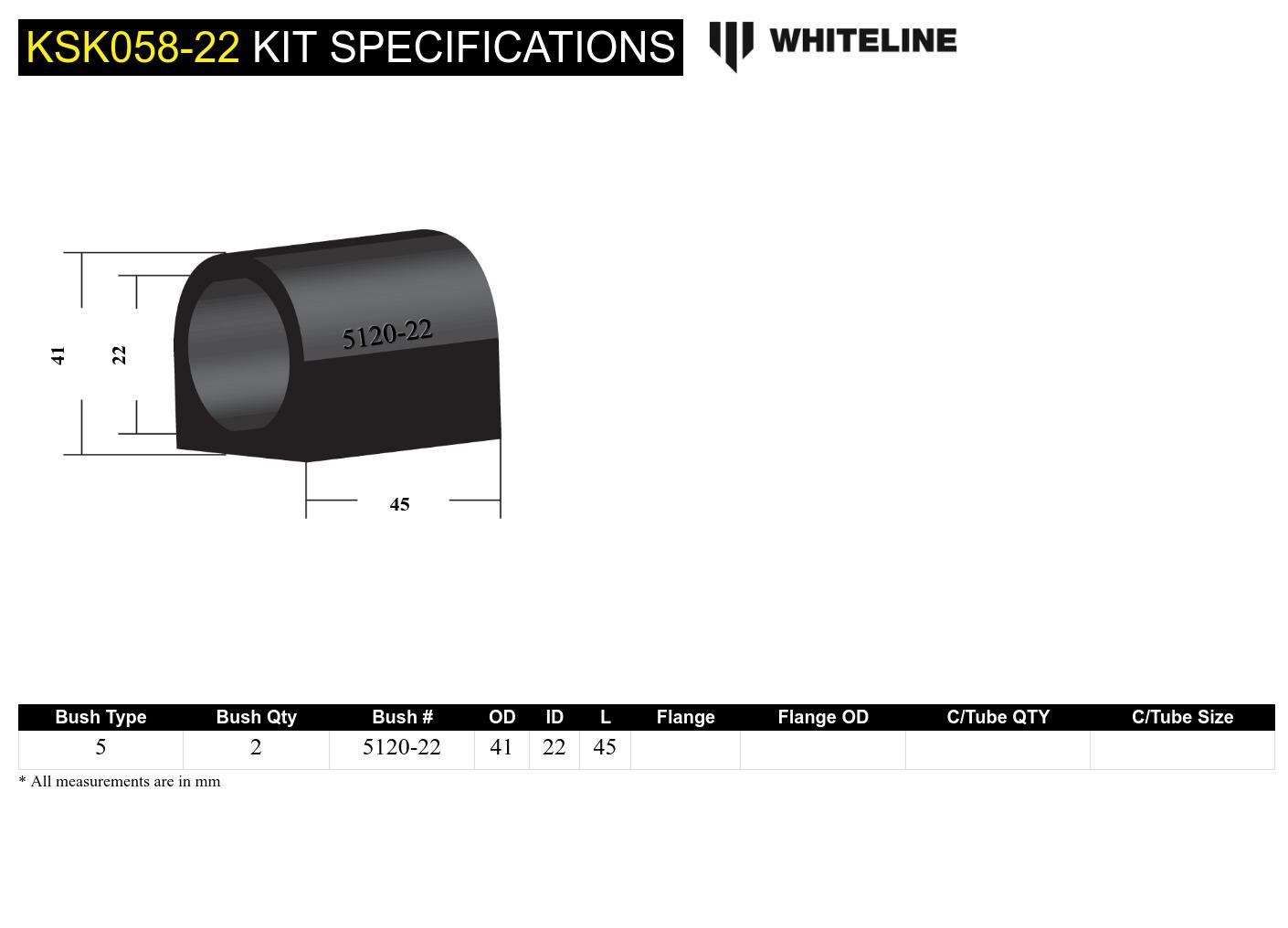 Set bucsi suport bara stabilizatoare 24mm Whiteline pentru Ford Focus / Mazda 3 - KSK058-24