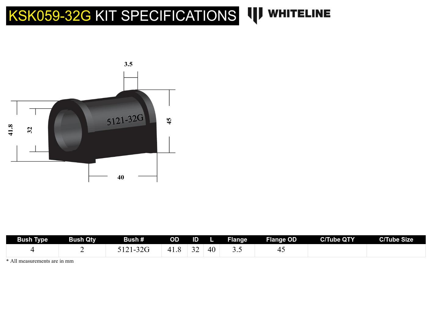 Set bucse suport bara stabilizatoare 32mm Whiteline pentru Nissan Stagea - KSK059-32