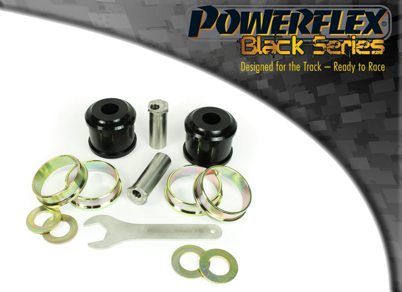 Bucse poliuretan Powerflex brat de reactie fata (offset caster reglabil, la sasiu) - BMW Seria 1 E88 / E81 / E87 / E82, Seria 3 E93 / E91 / E92 / E90, Z4 E89 - Negru (2 buc)