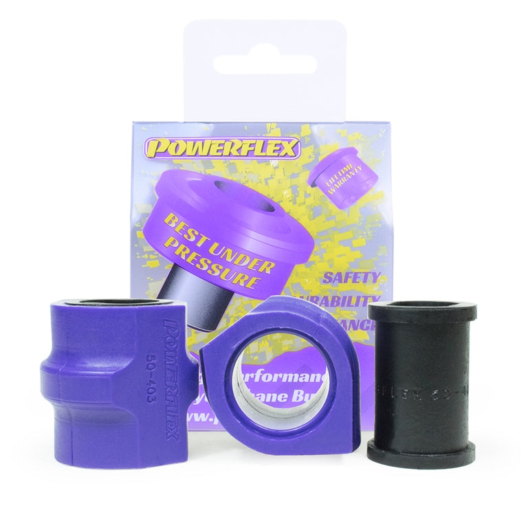 Bucse poliuretan Powerflex bara stabilizatoare fata 21mm (la sasiu) - Peugeot 206 Phase 1/2 - Mov (2 buc)