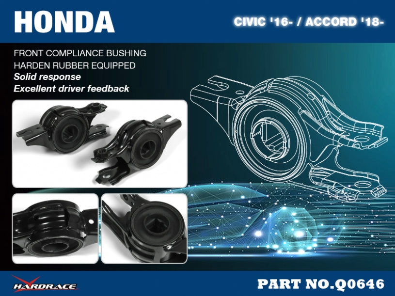 Set bucse brat suspensie inferior fata Hardrace pentru Honda Civic - Q0646