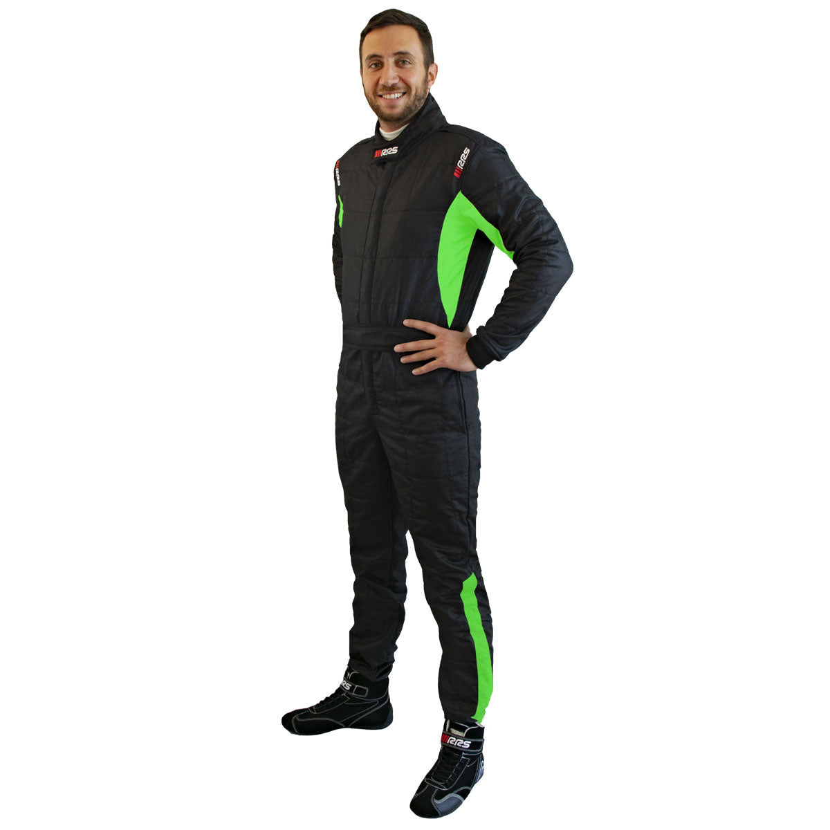 Combinezon FIA RRS DIAMOND STAR RACE SUIT BLACK AND GREEN